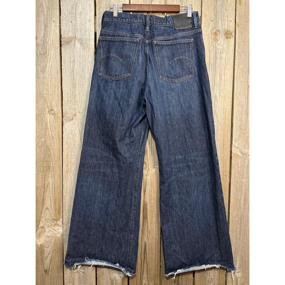 G-Star RAW Deck Ultra High Wide Leg Jeans Dark Indigo Frayed Hem 30/32 D20987 - Picture 3 of 11